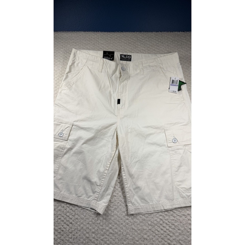 LR Geans Cargo Shorts Mens Size 38 Off White 100% Cotton Breathable Adjustable